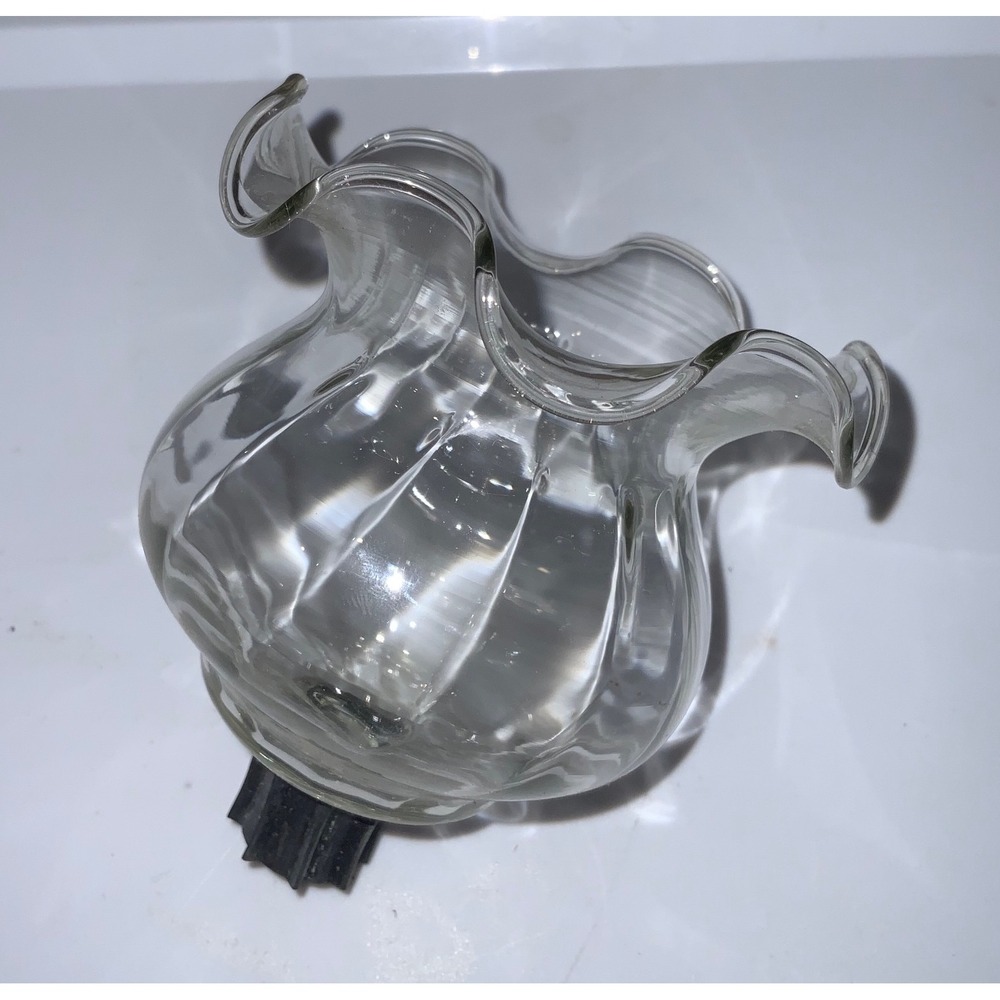 Vintage Homco Home Interiors Clear‎ Scalloped Edge Glass Candle Holder 4.25"